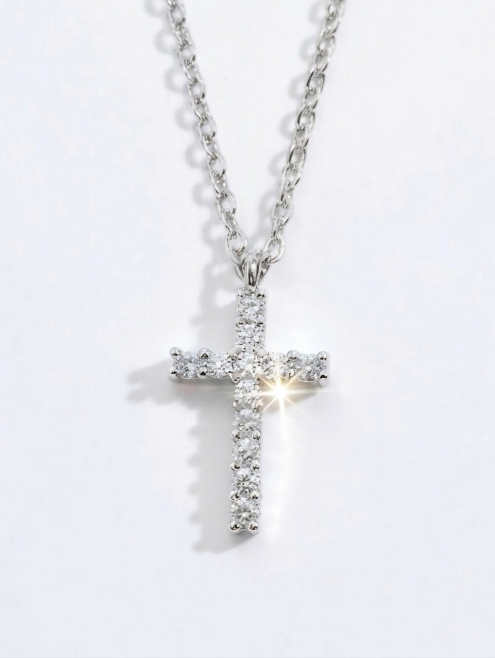 Elegant Silver And Zirconia Cross Pendant Necklace - Picture 2 of 5